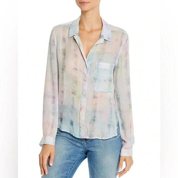 Bella Dahl Tie-dye High/low Button Down Shirt In Etheral Pastel size Small - Picture 12 of 13